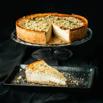 Tarta de queso con pistacho